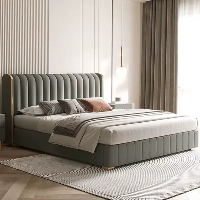 Lit Double Simple violet tissu blanc personnalisé nordique moderne rangement Loft lits chambre 180X200 Cm Letto Matrimoniale meubles