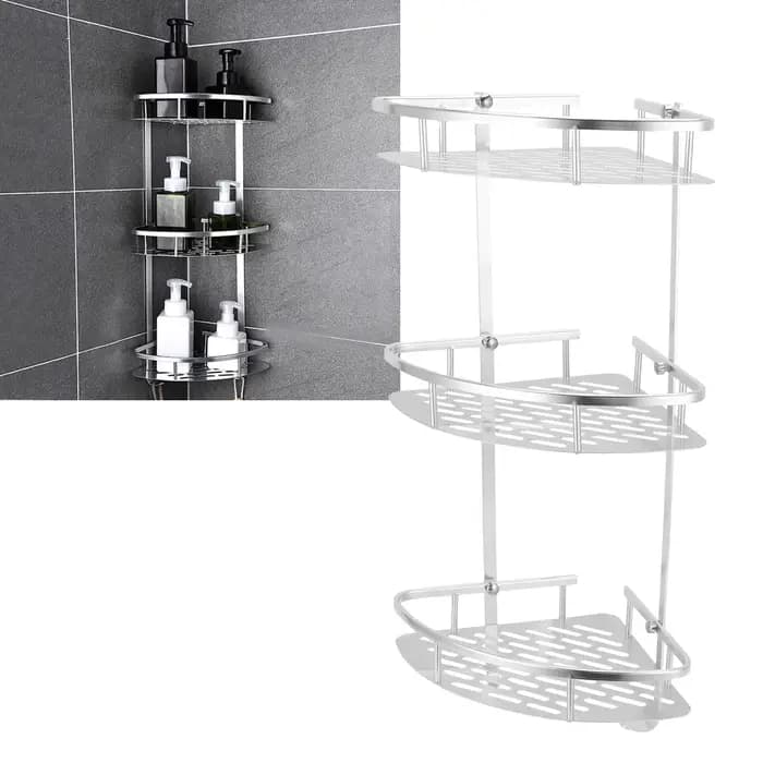 Support de douche d'angle mural à 3 niveaux/étagère de rangement