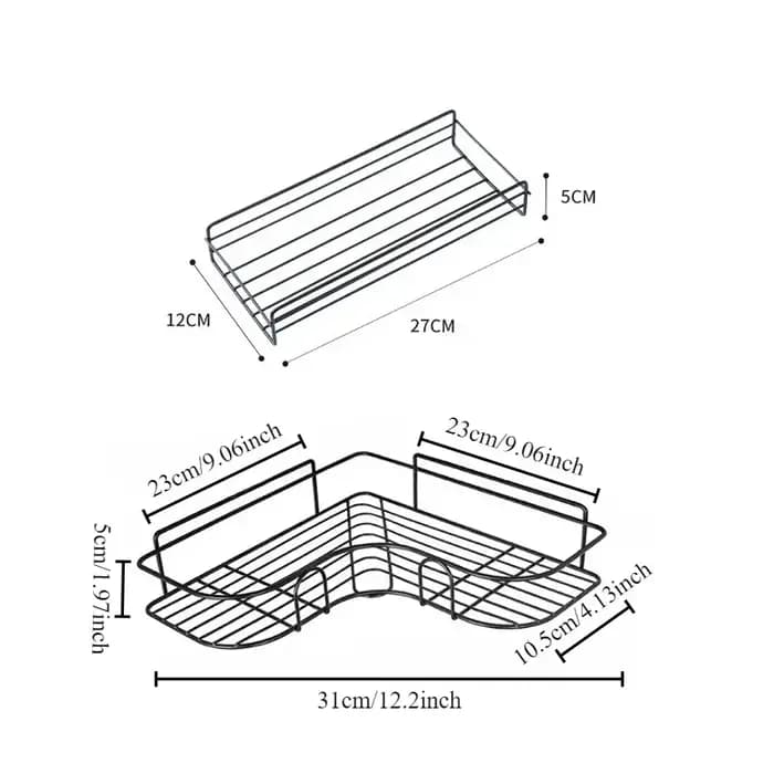 Étagère de salle de bain murale d'angle, support de rangement pour shampoing, panier de douche en fer pour cosmétiques, organisateur de salle de bain