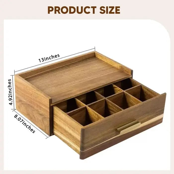 Organisateur de sachets de thé en bois avec plusieurs compartiments