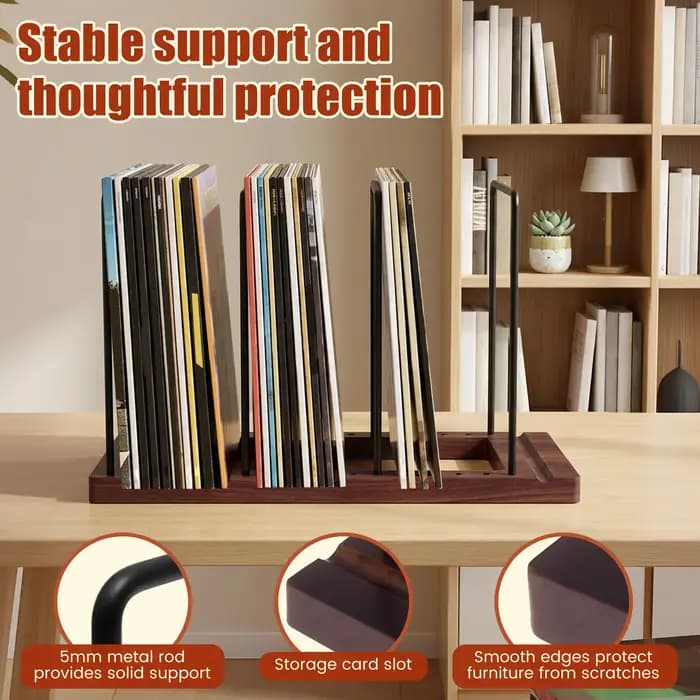 Support de rangement pour disques vinyles en bois