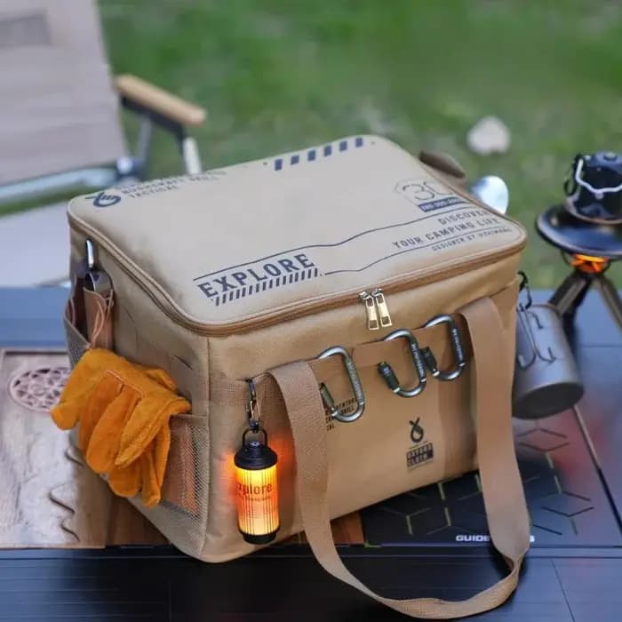 Boîte de rangement pliable d'extérieur, boîte de rangement pour pique-nique et camping, vaisselle, ustensiles de cuisine, sac de rangement tactique d'extérieur, grande capacité