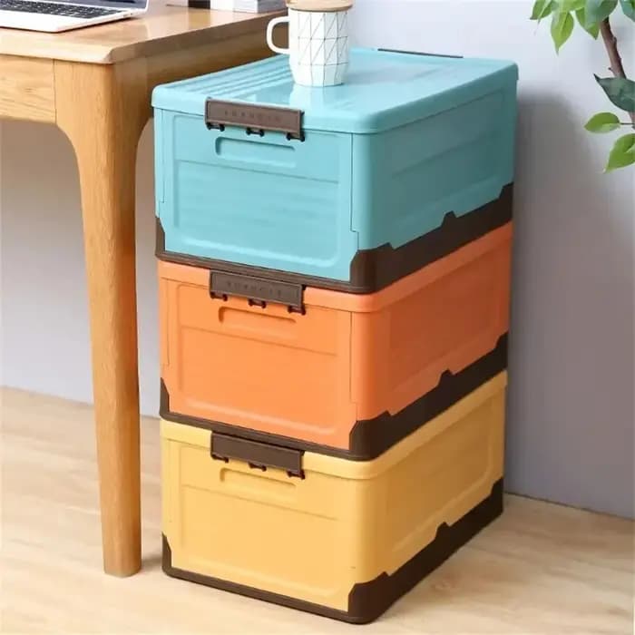 Boîte de rangement en plastique pliable avec couvercle