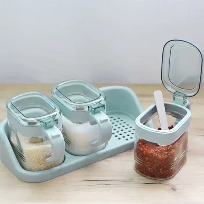 Bocal à épices en plastique et verre transparent