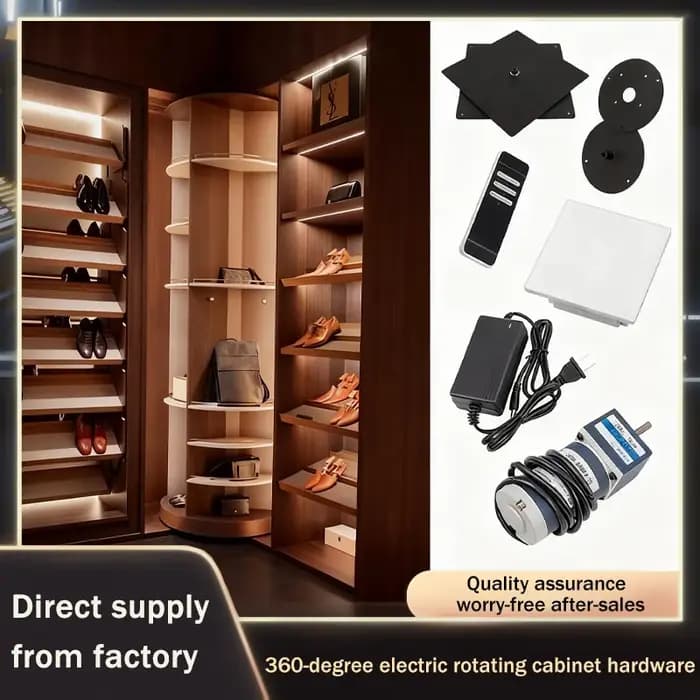 Étagère de rangement mobile d'angle créative pour armoire, rotative électrique manuelle à 360 degrés, du sol au plafond
