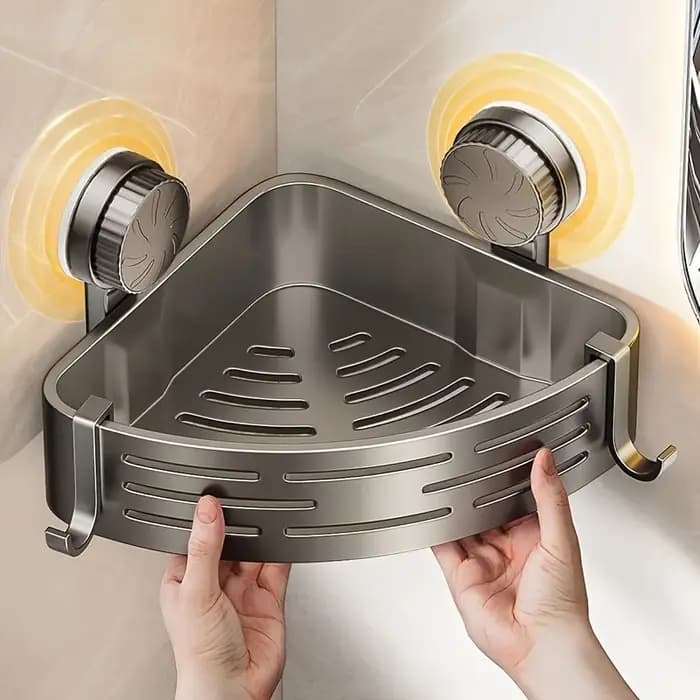 Étagère de salle de bain à ventouse peu encombrante