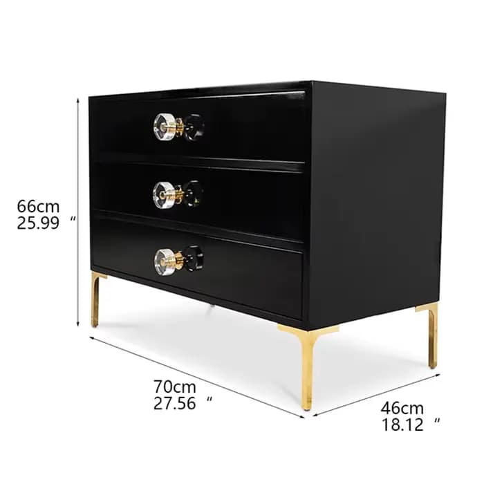 Armoire de chevet moderne en bois noir à 3 tiroirs, pour salon et chambre à coucher, rangement latér