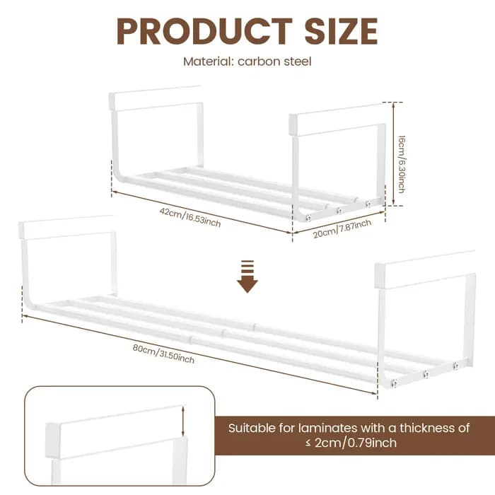 Étagère de rangement extensible sous armoire, en acier, support de rangement sous le bureau, panier