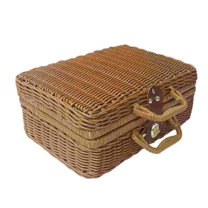Mir de Rangement Vintage en Rotin, Valise de Pique-Nique, Tissé, Boîte à Main, mir de Camping, Cadea