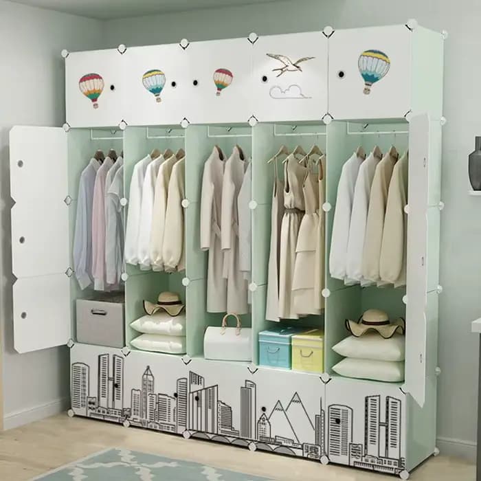 Boîte gain de place armoire robes couches appartement femmes