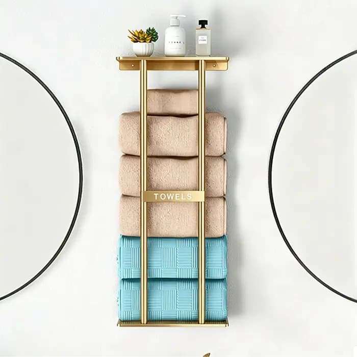 Porte-serviettes de salle de bain mural de 30 pouces avec étagère de rangement