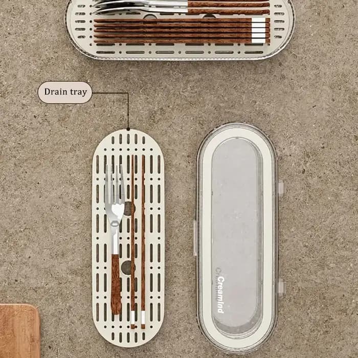 Organisateur de baguettes de cuisine, boîte de rangement de couverts, porte-vaisselle avec plateau de vidange pour ustensiles, tiroir, cuillères, couverts