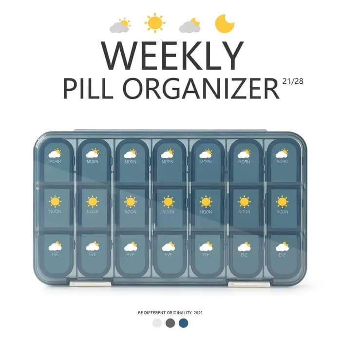 Boîte à pilules à 21/28 compartiments, grande capacité, pour le rangement des médicaments, organisateur hebdomadaire de vitamines, Pastillero, résistant à l'humidité