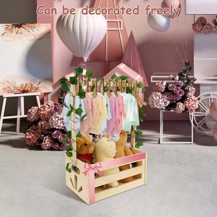 Panier de rangement en bois pour fête prénatale