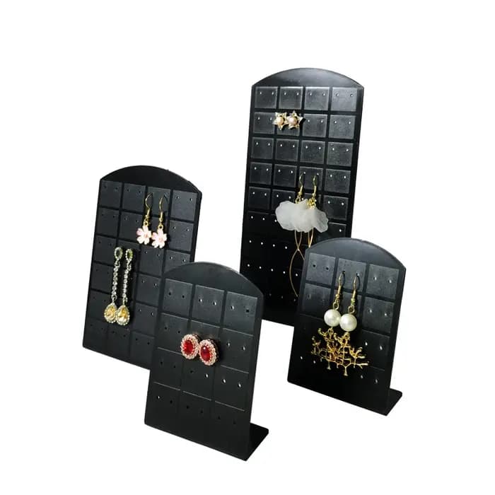 Présentoir de boucles d'oreilles en forme de L, boucles d'oreilles en plastique noir, support de rangement pour boucles d'oreilles, goujons et gouttes d'oreille, T1, 12 paires, 24/36 paires
