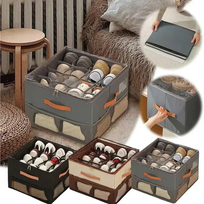Boîte de rangement pliable pour chaussures avec couvercle