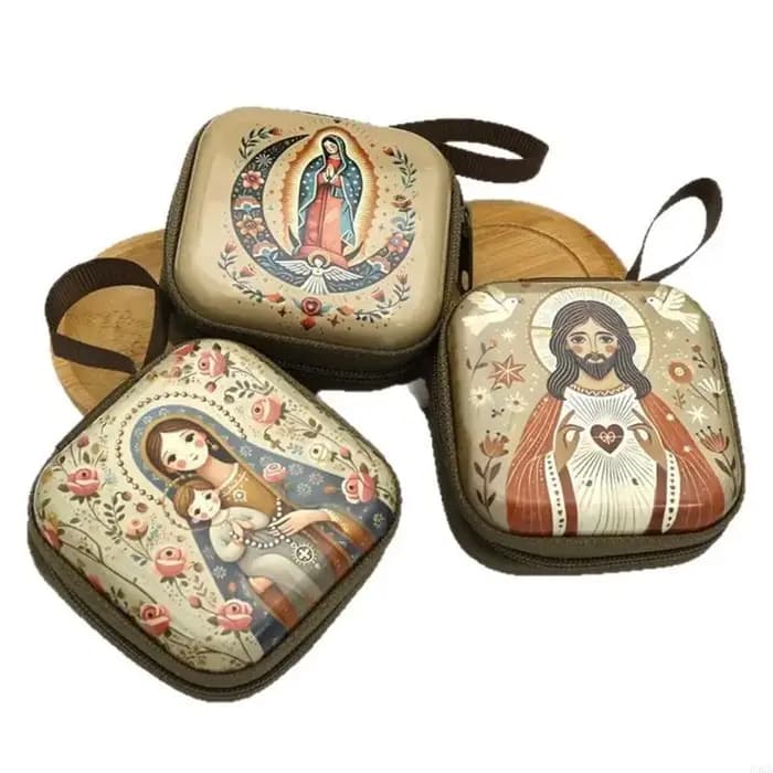 Pour écouteurs, boîte rangement bijoux religieux