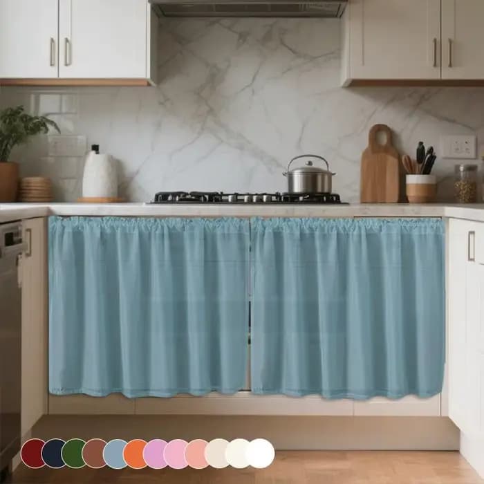 Demi-rideau imperméable en mousseline de soie blanche