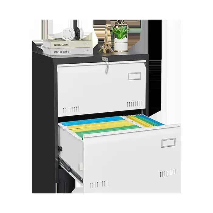 2 MELMetal-Classeur latéral avec serrure, armoire verticale de bureau pour le bureau à domicile/léga