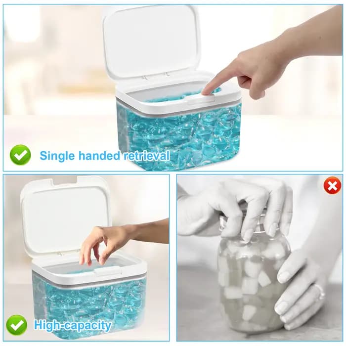 Conteneur de dosettes de lessive 2,8 l, boîte de rangement automatique Pop-Up pour lave-vaisselle, g