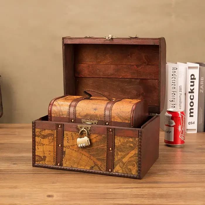 Boîte de rangement en bois rétro créative