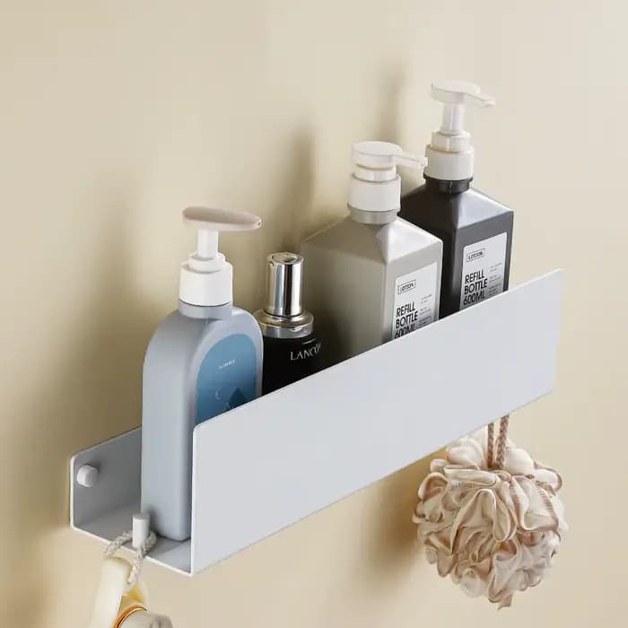 Étagère de douche blanche avec crochet