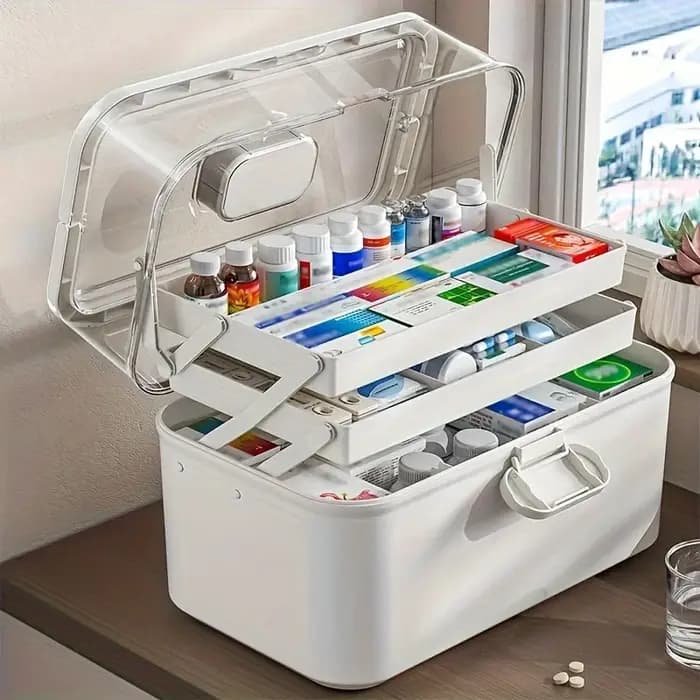 Boîte à médicaments domestique à 3 niveaux
