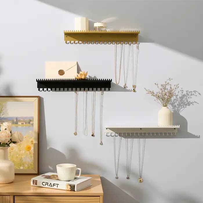 Organisateur de bijoux mural avec 56 crochets et plateau