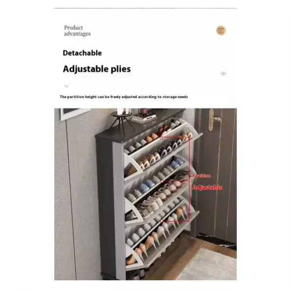 Armoire à chaussures d'entrée Ultra-mince avec rangement rabattable de grande capacité, meubles de m