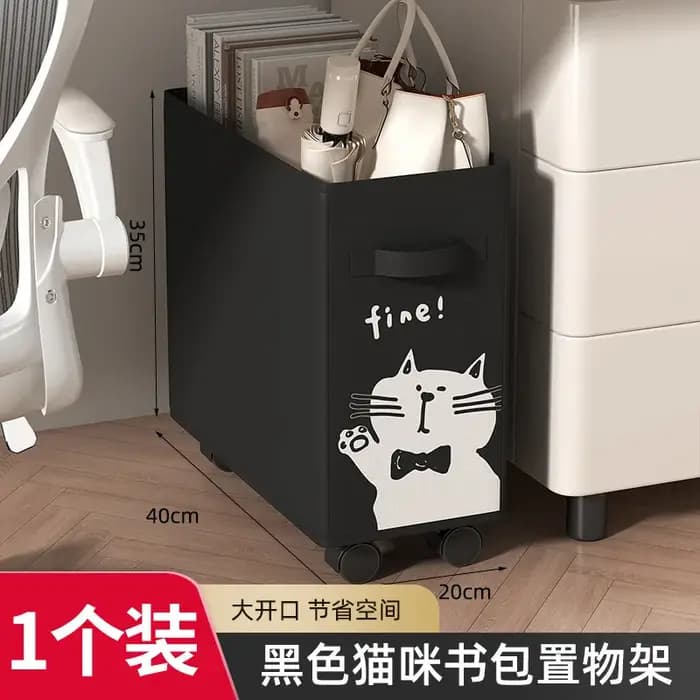 Chariot de rangement mobile sur roulettes avec porte-sacs sous le bureau