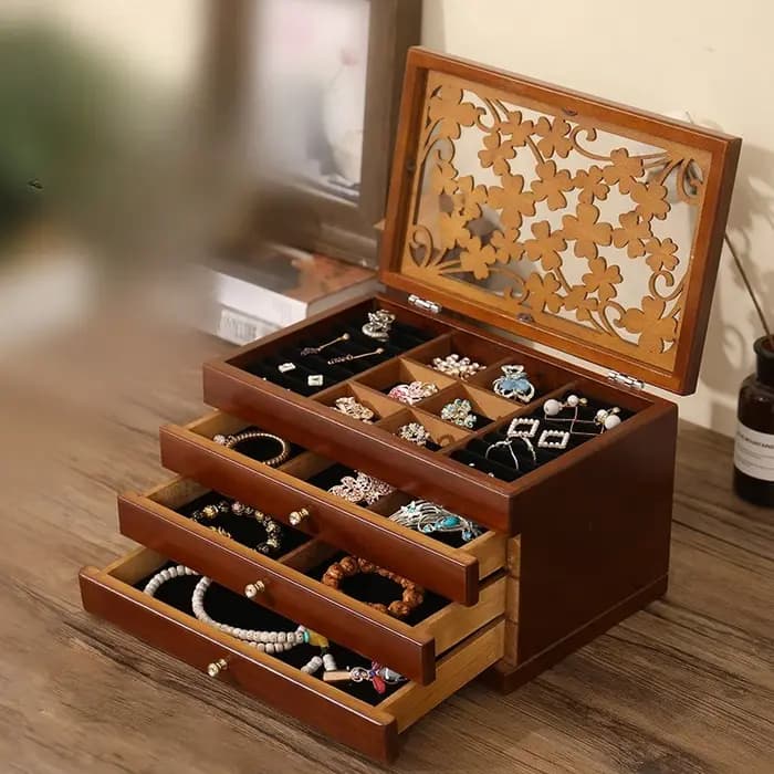 Boîte de Rangement en Bois pour Bijoux