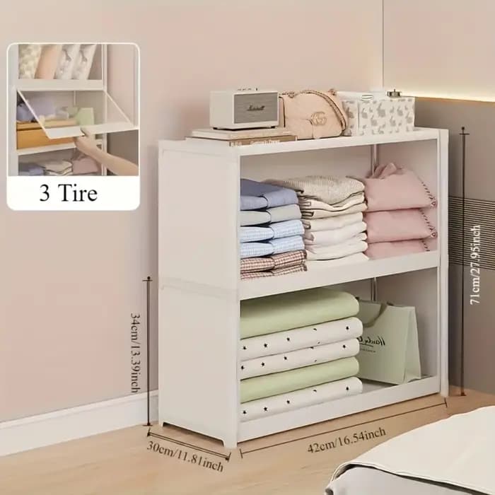 Grande armoire de rangement en plastique transparent à 5 niveaux – Organisateur anti-poussière avec étagères