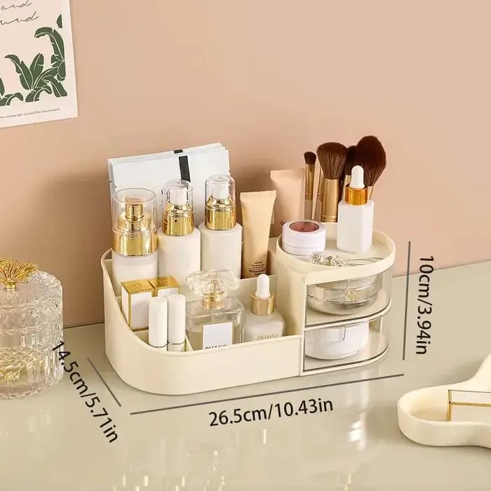 Boîte de rangement cosmétique grande capacité avec tiroir transparent - Organisateur de maquillage multifonctionnel pour produits de soin de la peau sur coiffeuse