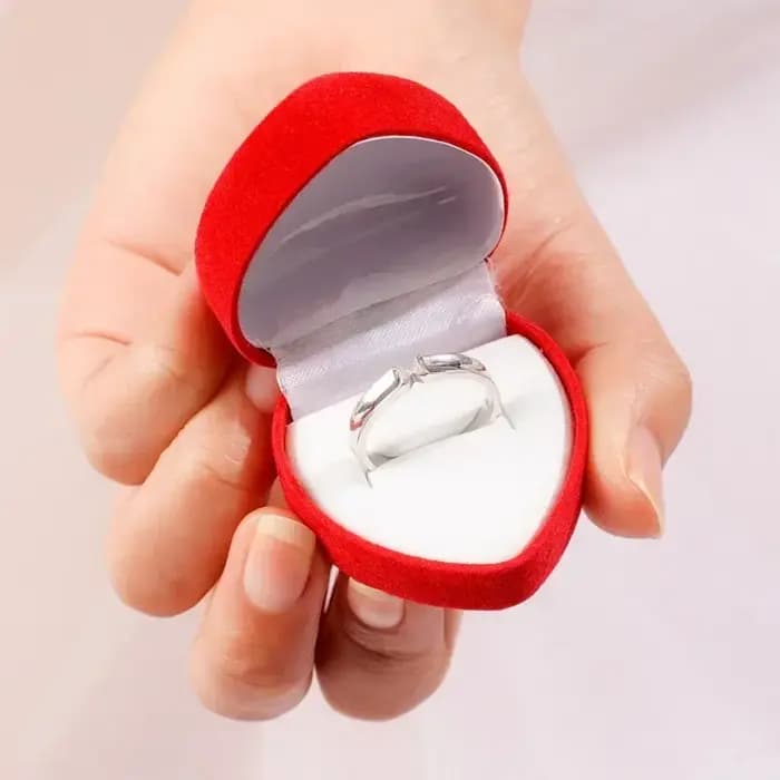 Flocage rouge coeur forme bagues boîtes bijoux boucles d'oreilles vitrines support boîte-cadeau bague de mariage boîte comptoir emballage anneaux