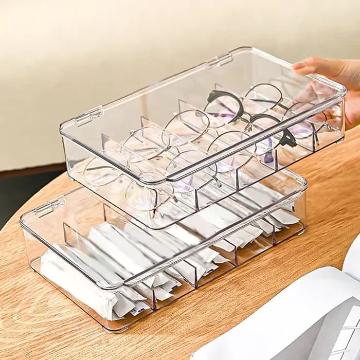 【Boîte de rangement multifonctionnelle transparente pour lunettes