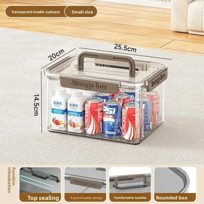 Boîte de rangement portable transparente pour la maison avec couvercle