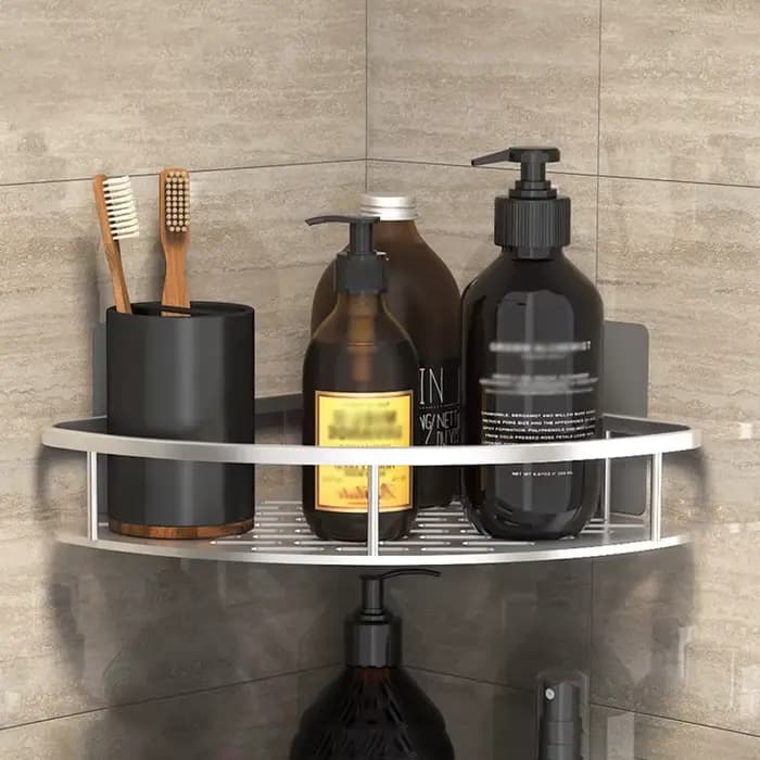 Salle de bains Rangement Rack Pas de Forage Étagères Mural Coin Étagère Douche Titulaire Pour WC Sha