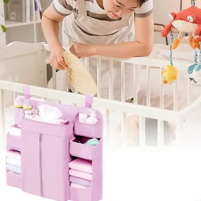 Rangement lit pour bébé moderne multiple conception poche sangles réglables organisateurs tissu doux A2ub