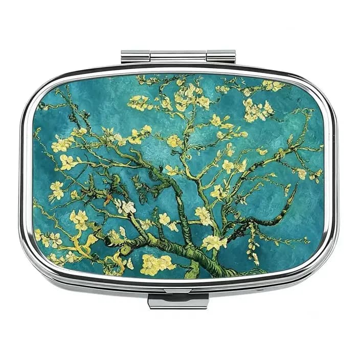 Boîte à pilules en métal avec impression Van Gogh Almond Blossom