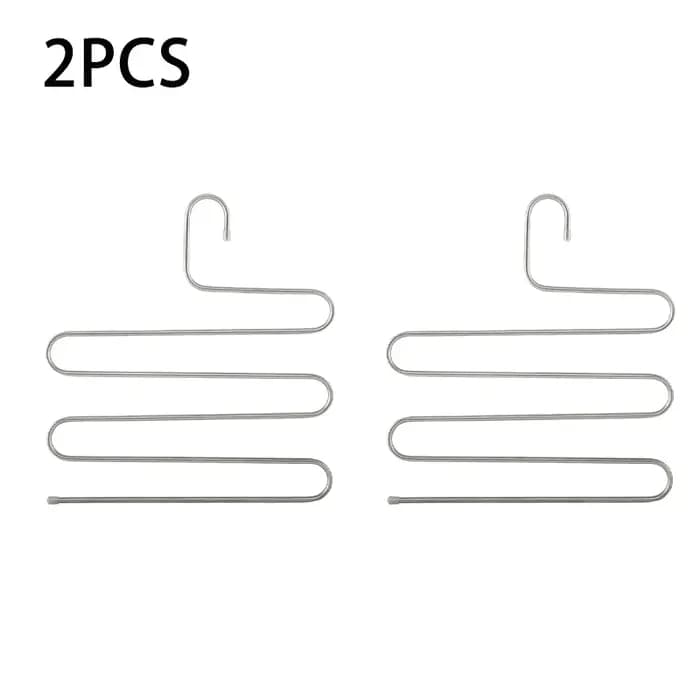 1/2pcs Porte-pantalons en acier inoxydable multi-niveaux antidérapant en forme de S pour rangement de garde-robe