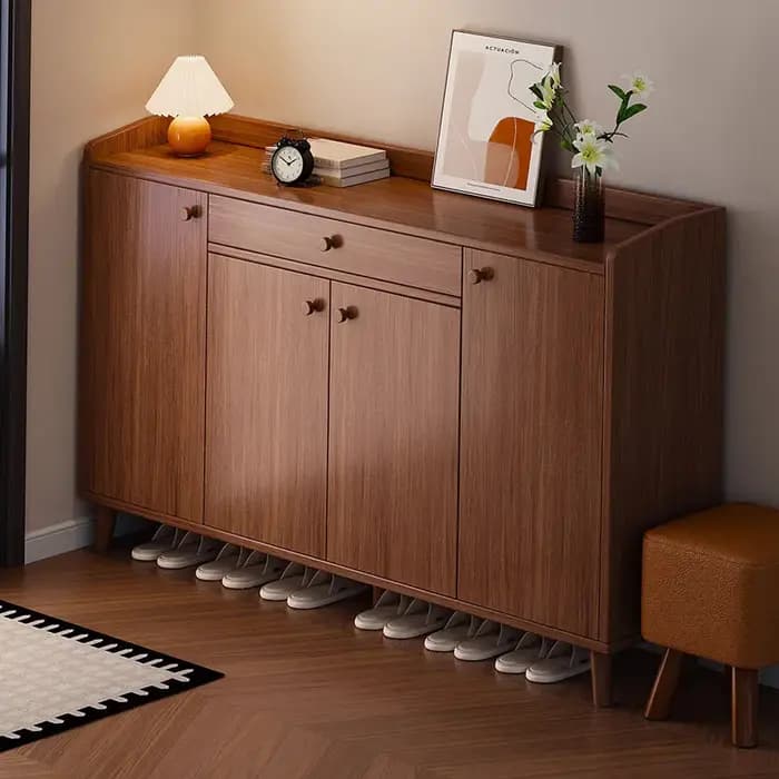 Meuble à chaussures d'entrée, armoire de rangement antique intégrée, petite étagère à chaussures pour porche, casier d'intérieur mural
