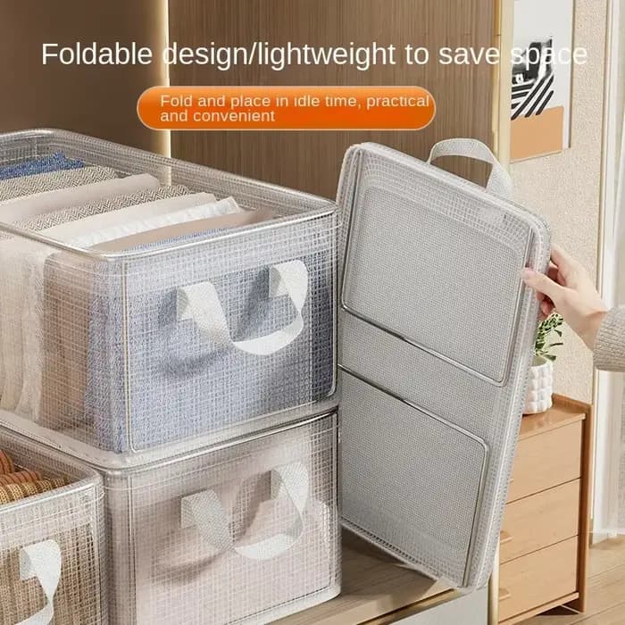 1 boîte de rangement transparente en PVC avec cadre en acier solide