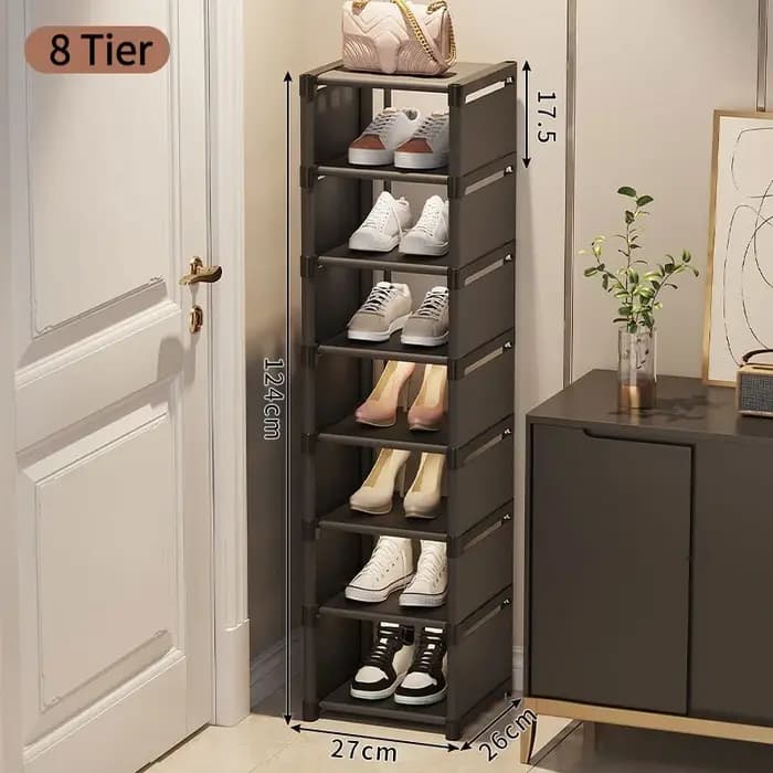 Organisateur de rangement pour chaussures multicouche à 8 niveaux, robuste, en métal et tissu, pour