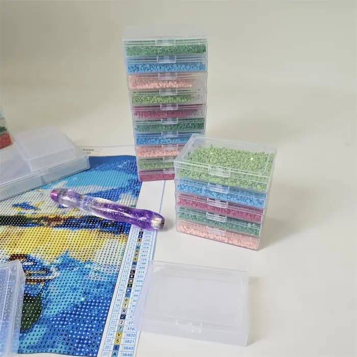 Boîtes de rangement pour peinture au diamant à 32/64 compartiments, organisateur 2-en-1 avec couvercles, accessoires pour la peinture au diamant, boîte de rangement