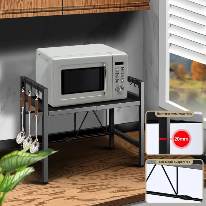 Organisateur d'étagère pour micro-ondes extensible de 42 à 64 cm
