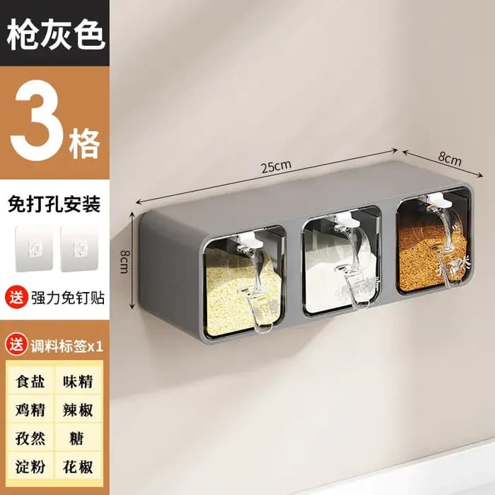 AOBT Boîte d'assaisonnement murale résistante à l'humidité pour la cuisine domestique avec bouteilles de condiments