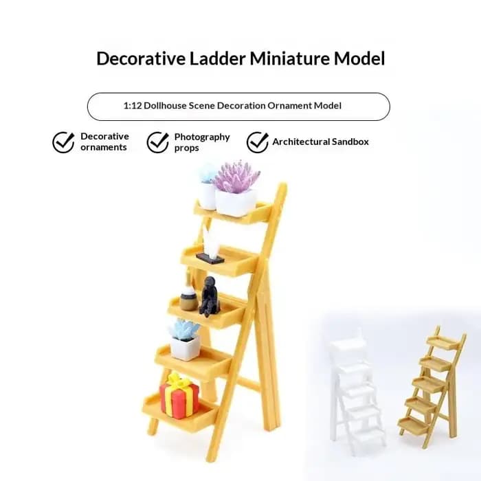 Étagère-échelle miniature pour maison de poupée 1/12, organisateur de rangement multi-niveaux pour chambres de maison de poupée pour enfants, 1 pièce