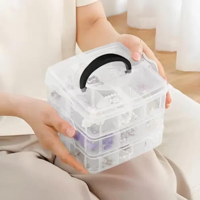 Boîte de rangement en plastique à 3 niveaux