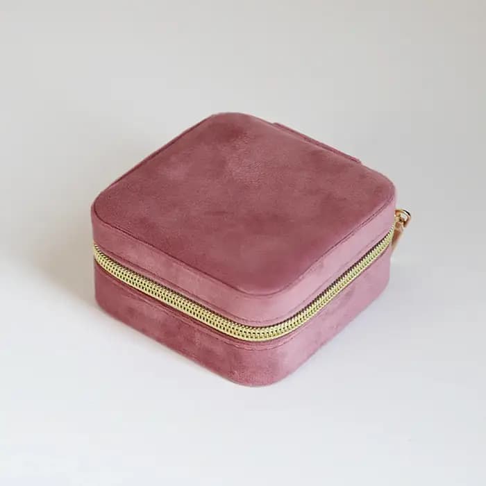 Boîte à bijoux en velours losange avec miroir pour femmes
