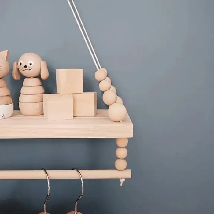 Étagère murale Boho Chic en macramé avec perles en bois et porte-serviettes